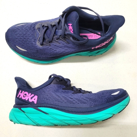 Hoka Shoes Hoka Sneakers Euc Size 85 Navy And Turquoise Poshmark